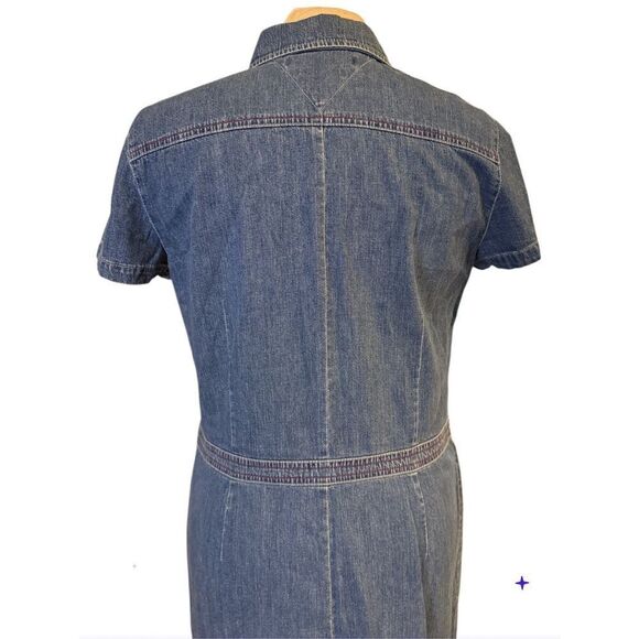 Tommy Hilfiger Women’s Denim Dress Sz. 12 Snap Button Front Short Sleeve - Picture 6 of 11